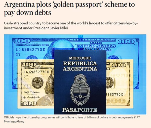 Igual que Trump: Milei ofrece la ciudadanía argentina a cambio de USD 350.000